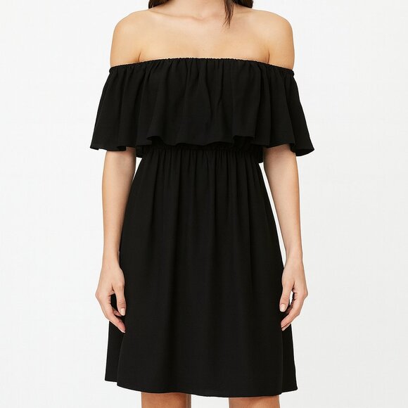 ALICE + OLIVIA Black Dora Off the Shoulder 100% Silk Tube Dress Size 0 - Picture 1 of 7